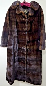 VTG Robinsons Long mink coat womens Large Elegant Mahogany 44" long 46" waist - Picture 1 of 21