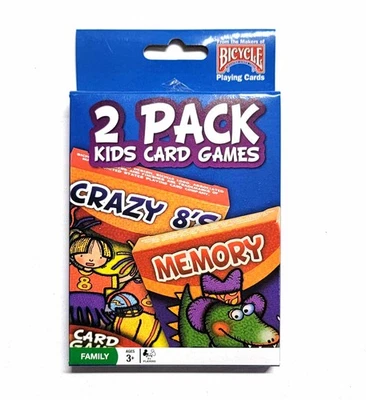 Bicycle Kids Games 2 Pack Playing Cards - Blue Pack with Crazy 8's and Memory - Image 1 of 2