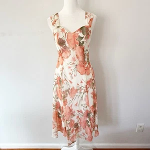 Vintage Y2K Floral Sheer Fit & Flare Midi Dress Size 6 Fairy Bloomcore Resort - Picture 1 of 5