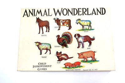 Antique 1912 ANIMAL WONDERLAND Educational Game by Ideal Book Builders NEW NOS  - Image 1 of 4