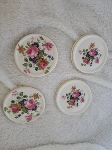 Staffordshire Fine Bone China Floral Plates/Coasters England Set Of 4 - Picture 1 of 7