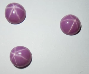 Opaque Star Ruby Round 10x10 mm Cabochon 6 Rayed Lab-created Stone 3 pieces Lot - Picture 1 of 12