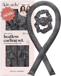 Satin Heatless Locken Set zum Schlafen über Nacht - weiche Haarroller - anthrazit - Bild 1 von 1