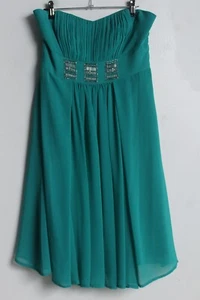 Red Herring Womens Strapless Satin Cocktail Dress - Green - Size 10 (z-h7) - Picture 1 of 4