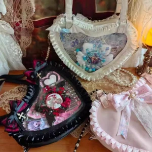 Lace Lolita Girl Heart Itabag PU Shoulder Crossbody Bag Doll Shows Handbag Gift - Picture 1 of 19