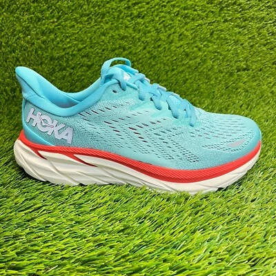 Hoka One One Clifton 8 Mujer Talla 7.5B Azul Rojo Caminar Correr Zapatos Tenis Foto 1 de 4