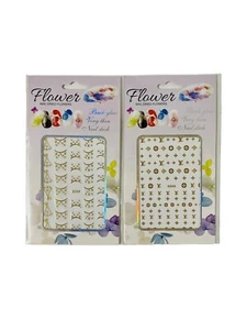 Lote de calcomanías adhesivas para uñas 3D hágalo usted mismo decoración arte en uñas D039 y D040 dorado (2) NUEVO - Imagen 1 de 8