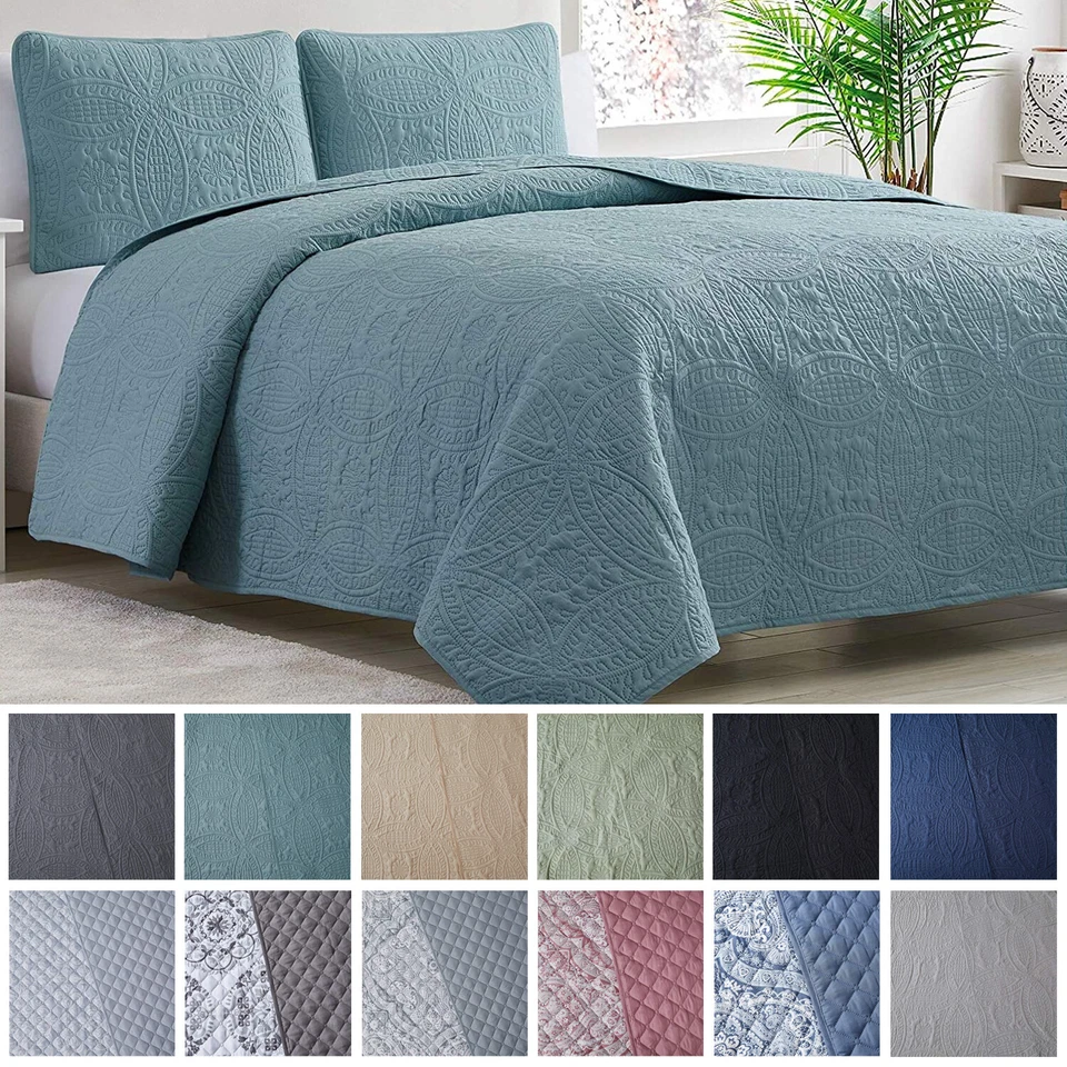 Mellanni Bedspread Coverlet Set 3-Piece Oversized Bed Cover, Ultrasonic Quilt - Image 1 of 3