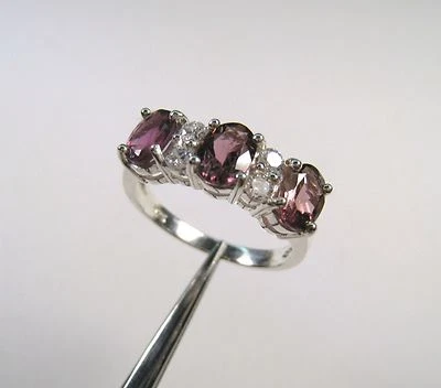 PINK TOURMALINE & WHITE SAPPHIRE RING 2.00 CTW #7.75 WHITE GOLD over 925 SILVER - Image 1 of 4