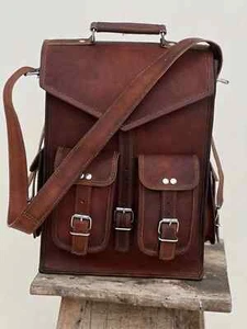 Zaino in pelle marrone vintage per laptop borsa zaino marrone viaggio nuovo fatto a mano - Foto 1 di 5