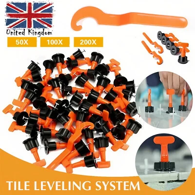 50/200pcs Tile Leveling System Kit Reusable Tile Spacer Wall Floor Clips Tool UK - Image 1 of 4