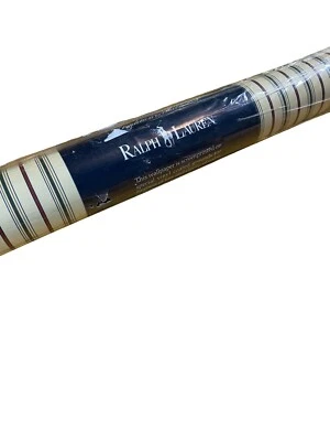 Vintage Ralph Lauren Wallpaper LWP828 Double Roll Cream Maroon Green Stripe NEW - Image 1 of 4