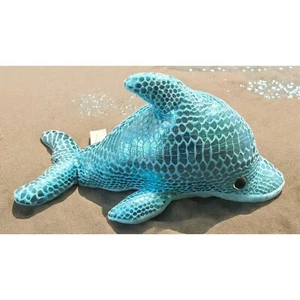 Peluche Kellytoy Delfino Peluche Blu Argento Finitura Lucida Crepitata 14" - Foto 1 di 9