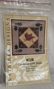 Katrinka Designs Cardinal with Holly Quilt Pattern by Kathy Boudreau 1991 - Picture 1 of 2