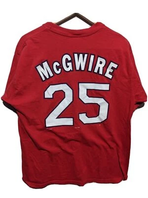 复古 St Louis Cardinals Mark McGwire T 恤红色 1998 大号  — 第 1/4 张图片