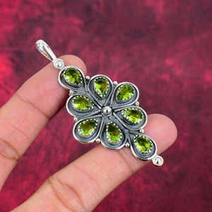 Wonderful Peridot Gemstone Handmade 925 Sterling Silver Pendant Jewelry - Picture 1 of 5