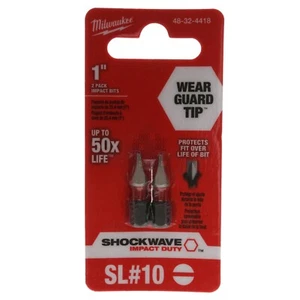 Milwaukee 48-32-4418 SHOCKWAVE 1" Impact Duty Slotted 1/4" Insert Bits, 2-Pack - Picture 1 of 16