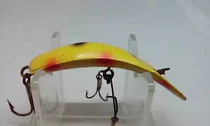 Vtg HELIN FLATFISH X4 Yellow/Black/Red Dots 2 1/2" Diving Crankbait Fishing Lure - Picture 1 of 7