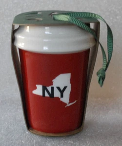 STARBUCKS 2016 NEW YORK NY ORNAMENT new unused tumbler ceramic to go cup - Picture 1 of 2