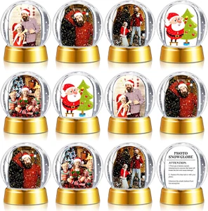 12 Pcs Photo Snow Globes DIY Crafts Clear Plastic Mini Snow Photo Globe with Bas - Picture 1 of 6