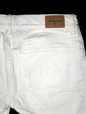 Pantalones Cortos de Denim Abercrombie Niños Niños Talla 16 x 9.5" Blanco Marfil Corte Elastizados Usados en Excelente Condición Foto 1 de 4