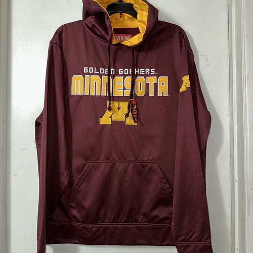 VETEMENTS Felpa con cappuccio marrone grande Minnesota Gol Gophers Cover One Abbigliamento nuova con etichette