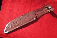 VINTAGE EDGE BRAND  GERMANY LEATHER FIXED BLADE KNIFE SHEATH ONLY DEER HUNTER