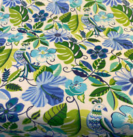 BLUE NAUTICAL FISH & BOATS WATER RESISTANT RIPSTOP FABRIC MATERIAL BY THE METRE