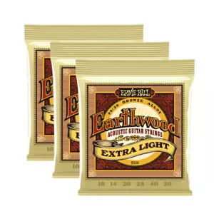 Ernie Ball 2006 Earthwood 80/20 EXTRA LIGHT 10-50 Akustikgitarrensaiten 3 Sets - Bild 1 von 8