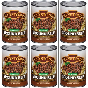 6 Canned- Keystone Ground Beef 14 oz Off-grid Emergency Survival Food Ex 5/2030 - Picture 1 of 6