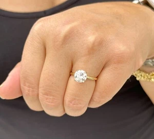 ANILLO DE COMPROMISO DIAMANTE REDONDO CERTIFICADO IGI ORO AMARILLO SÓLIDO 14K 2,00 QUILATES F VS2 - Imagen 1 de 13