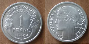 France 1 Franc 1958 B UNC Aluminium Coin Morlon Free Shipping Worldwide Francs - Picture 1 of 3