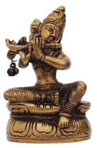 Krishna Statue Brass Hindu God Deity Idol Religious Home Temple Vastu 4 Inch - Picture 1 of 4