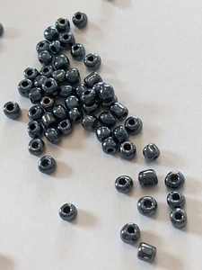 Glass Seed Beads, Opaque Lustered Color, Prussian Blue, 4x3mm, Hole 2mm 30 Grams - Picture 1 of 3