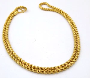 18" 22KT YELLOW GOLD HANDMADE ROPE CHAIN STYLISH NECKLACE - Picture 1 of 8
