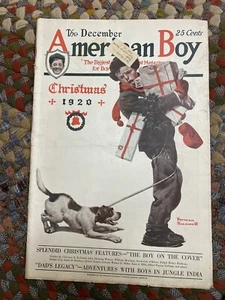 American Boy Magazine Dec 1920- Boy w/ Presents Illustration by Norman Rockwell - Picture 1 of 5