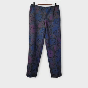 Talbots Dark Floral Ankle Pants Size 2 Black Purple Blue Sateen Whimsigoth - Picture 1 of 10