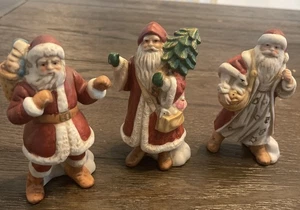 Lotto Figurine Babbo Natale Vecchie Porcellana Natale Brinn's Vintage anni 90 - Foto 1 di 11