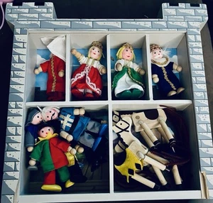 Melissa & Doug Wooden Castle Playset W/ 9 Bendy Dolls 3 Horses w/Storage Castle - Picture 1 of 16