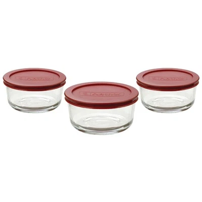 Classic Glass Food Storage Containers with Lids, Red, 2-Cup (6-Piece Set - In... - Image 1 of 2