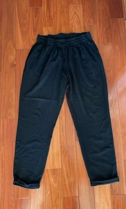 Zara Womens Crop Joggers Pants Size Large Black Cuffed Drawstring Pull On Active - Picture 1 of 4