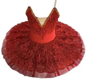 Professional Ballet Tutu Dress Red Tutu Pancake Performance Dance Ballerina - Picture 1 of 11