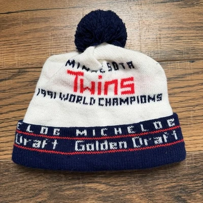 Minnesota Twins 1991 World Champions Beanie Knit Hat Vintage Michelob Draft - Image 1 of 3