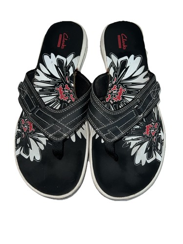 Sandali donna Clarks Breeze mare suola gomma Eva ammortizzati nero bianco 12M