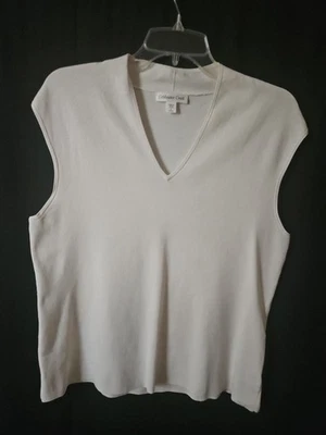 Coldwater Creek Silk Blend Lightweight Sleeveless Sweater Size Large Ivory  - Image 1 of 4