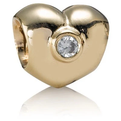 Pandora 14kt Gold Heart Charm With 2 Diamonds 750294D - Image 1 of 4