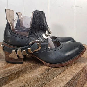 Freebird by Steven Blade Leather Ankle Boot Size 10 Navy Cutout Booties Shoes - Picture 1 of 10