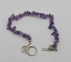 Vintage Sterling Silver Amethyst Chip Tree of Life Bracelet - Picture 1 of 4