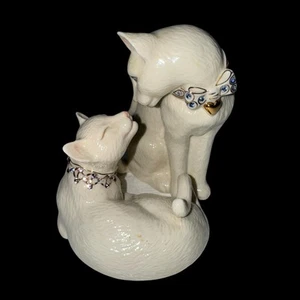 Lenox Sweet Devotion Cat Figurines 24k Gold Swarovski Crystals Jewels - Picture 1 of 7