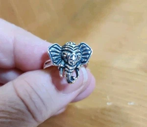 925 Sterling Silber Tier Thai Elefant Gesicht Kopf Ring Band Elefant Ring Gr. 7 - Bild 1 von 8